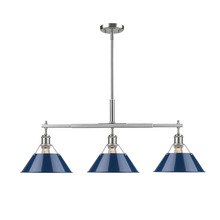  3306-LP PW-NVY - Orwell PW 3 Light Linear Pendant in Pewter with Matte Navy shades
